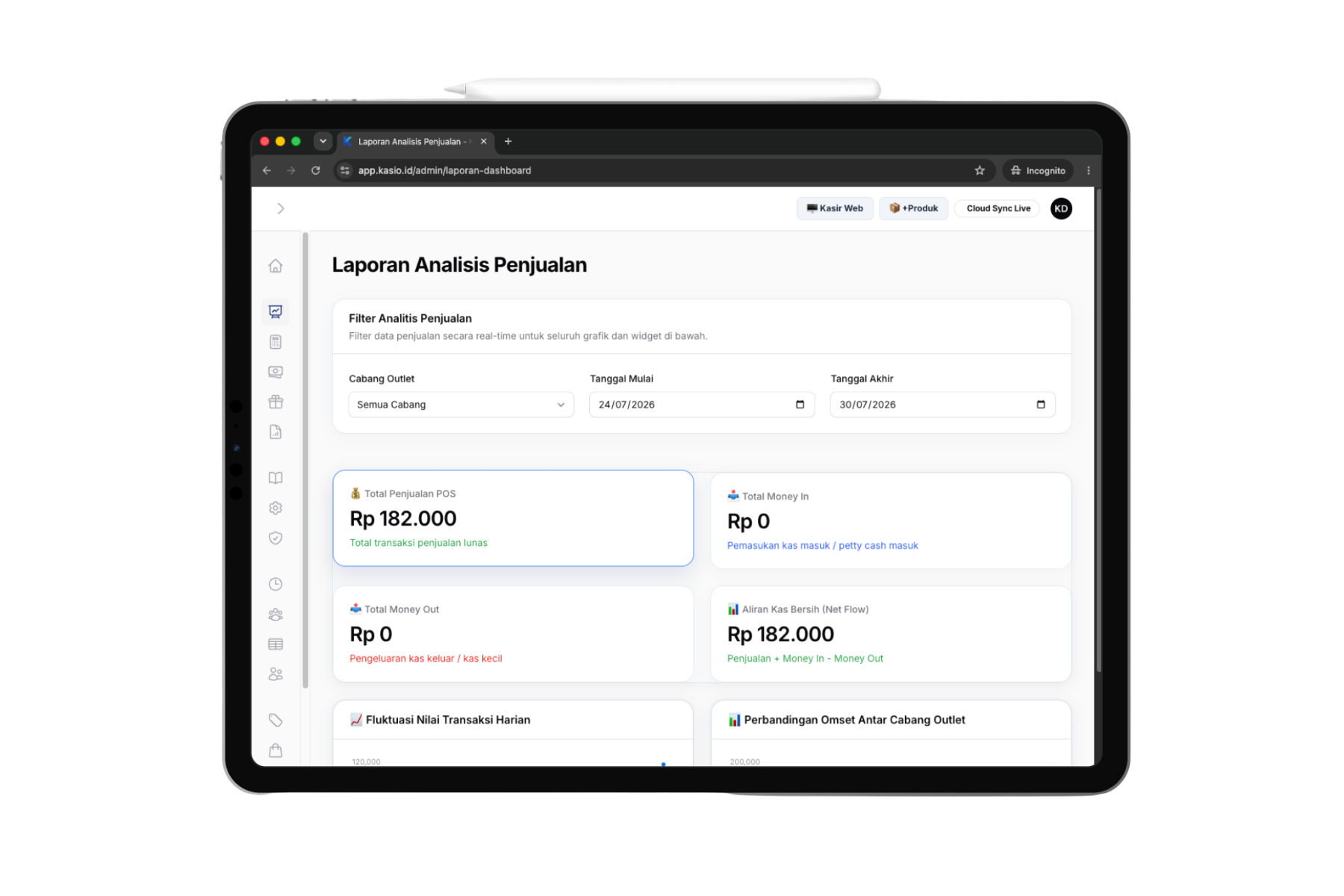 Laporan Real-time Kasio POS di iPad